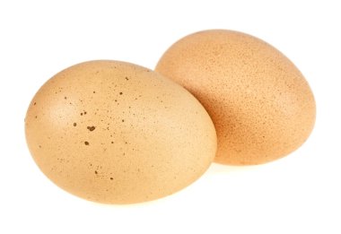 Beyaz bir arka plan üzerinde izole iki tavuk yumurta