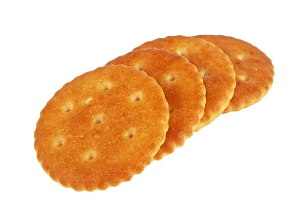 Cracker cookies geïsoleerd op witte achtergrond — Stockfoto