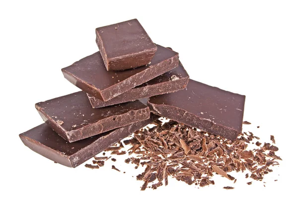 Gebrochener Schokoladenriegel isoliert auf weißem Hintergrund — Stockfoto