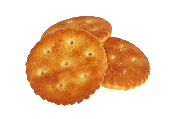 Groep van crackers geïsoleerd op witte achtergrond — Stockfoto