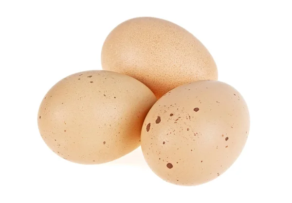 Huevos de pollo frescos aislados sobre fondo blanco —  Fotos de Stock