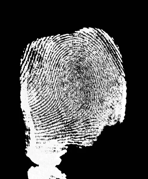 Impronta digitale bianca su sfondo nero — Foto Stock
