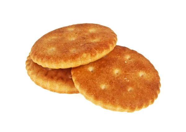 Крекери печиво ізольовані на білому фоні — стокове фото