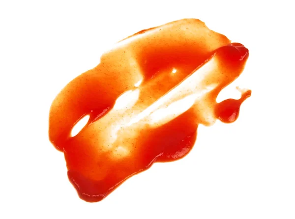 Mancha de ketchup sobre un fondo blanco, de cerca — Foto de Stock