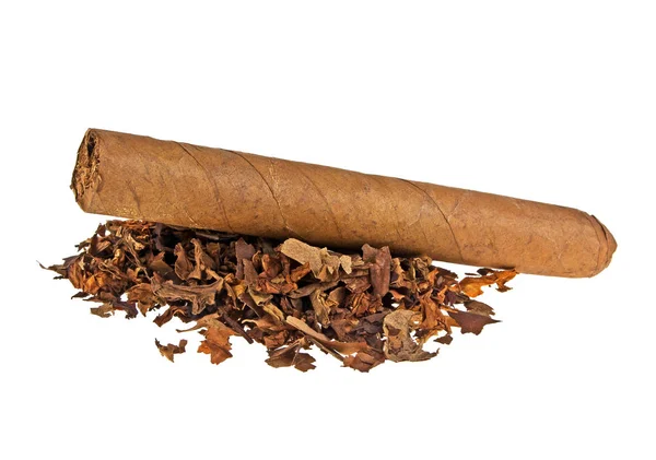 Tütün ve beyaz bir arka plan üzerinde izole puro yığını — Stok fotoğraf