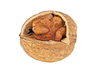 Beyaz bir arka plan üzerinde izole kırık ceviz