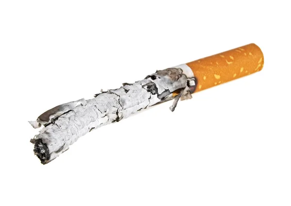 Sigaret kont met ash geïsoleerd op een witte achtergrond — Stockfoto