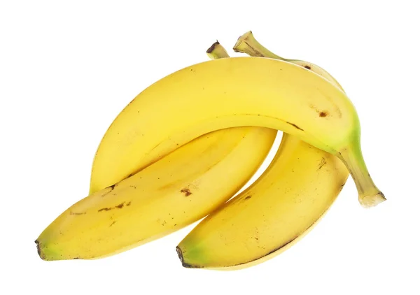 Grupo de tres plátanos amarillos aislados sobre fondo blanco — Foto de Stock