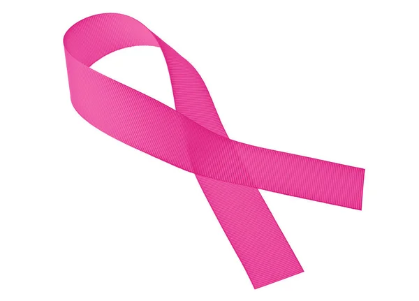 Sensibilizzazione al cancro al seno nastro rosa su sfondo bianco — Foto Stock