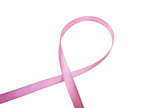 Nastro di consapevolezza rosa su sfondo bianco — Foto Stock