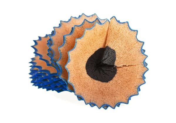 Blue pencil shavings isolated on a white background — Stock Photo, Image