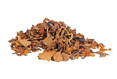 Beyaz bir arka plan üzerinde izole kurutulmuş tütün