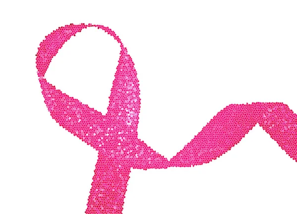Pink breast cancer ribbon with copy space, white background — Stock Photo, Image