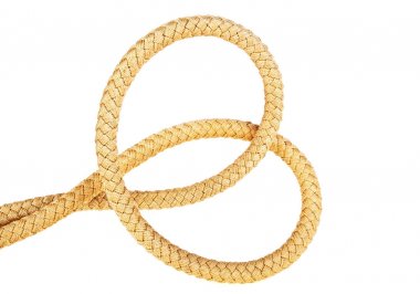 Beyaz bir arka plan üzerinde kahverengi ip