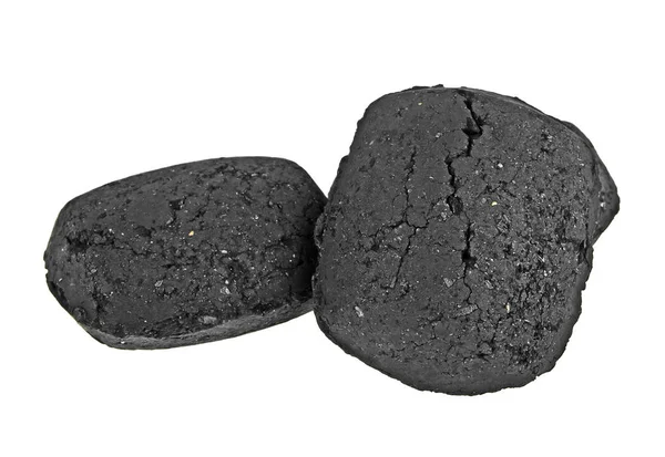 Due pezzi di carbone isolato su uno sfondo bianco — Foto Stock