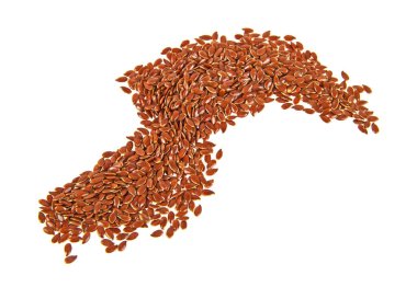 Beyaz arkaplanda keten tohumları