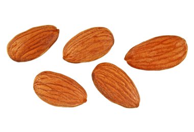 Badem fındık beyaz bir arka planda Üstten Görünüm