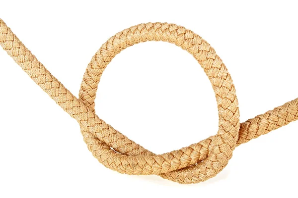 Brown rope in the shape of a loop on isolated on a white backgro — Stock Photo, Image
