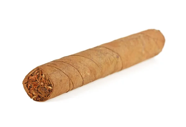 Brun cigarr på vit bakgrund — Stockfoto