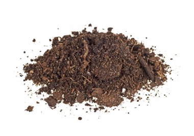 Beyaz arka plan üzerinde izole toprak humus yığın yığını