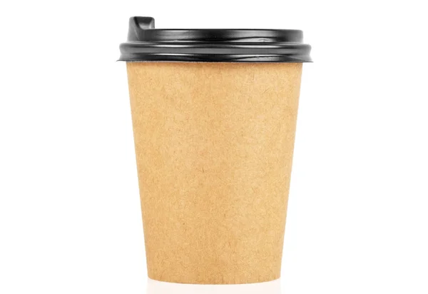 Бумажная чашка кофе на белом фоне — стоковое фото