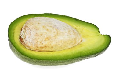 Beyaz bir arka plan üzerinde izole yarım avokado meyve