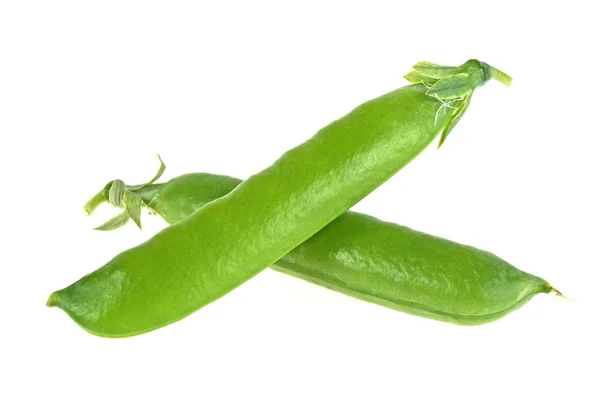 Vainas de guisante sobre fondo blanco, alimentos saludables — Foto de Stock