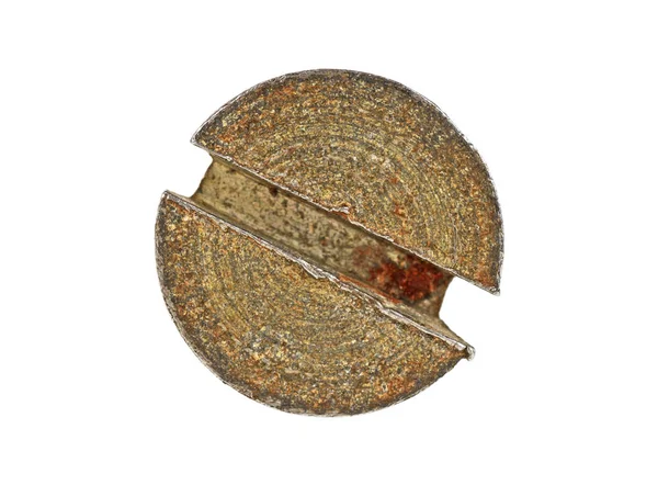 Beyaz arka plan üzerinde izole eski vida başı yakın çekim