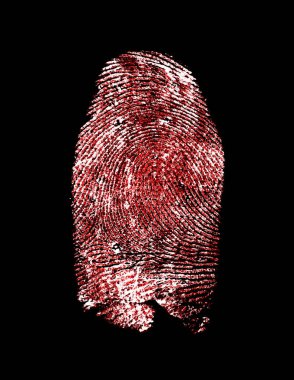 Siyah arka plan üzerine kanlı parmak izi