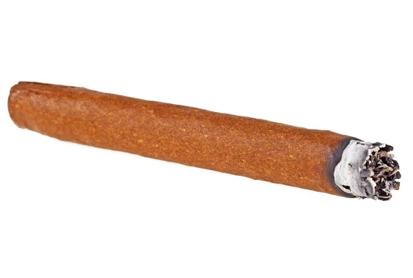 Zigarre isoliert auf weißem Hintergrund. Zigarre mit Asche. — Stockfoto