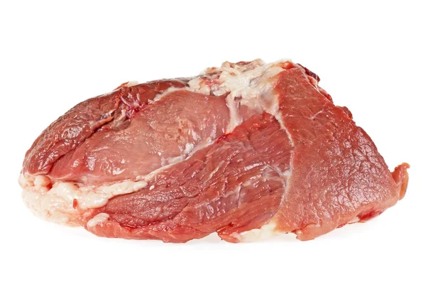 Beyaz arka planda izole edilmiş çiğ domuz eti parçası. — Stok fotoğraf