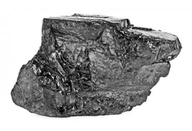 Beyaz arkaplanda izole edilmiş kömür parçası