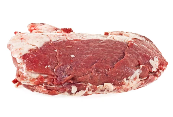 Carne de cerdo cruda sobre un fondo blanco — Foto de Stock