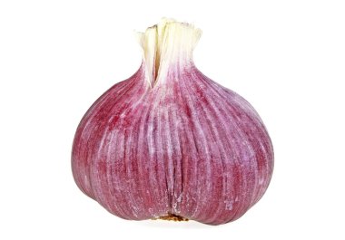 Beyaz arka planda taze taze sarımsak.