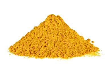 Beyaz arka plan üzerinde izole zerdeçal (Curcuma) tozu