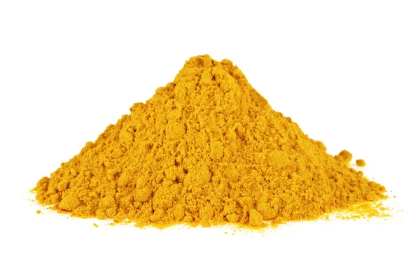 Beyaz arka plan üzerinde izole zerdeçal (Curcuma) tozu