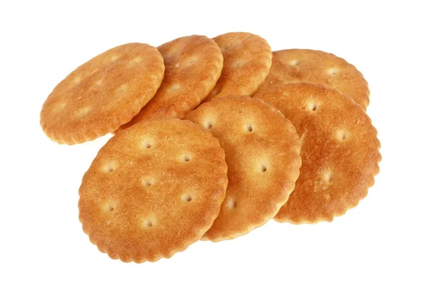 Biscotti Cracker isolati su sfondo bianco — Foto Stock