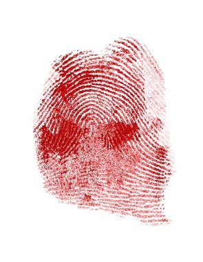 beyaz kağıt üzerine kırmızı parmak izi