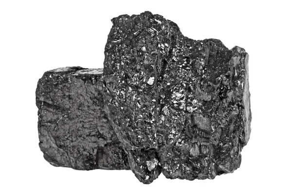 Montón de carbón aislado sobre un fondo blanco — Foto de Stock