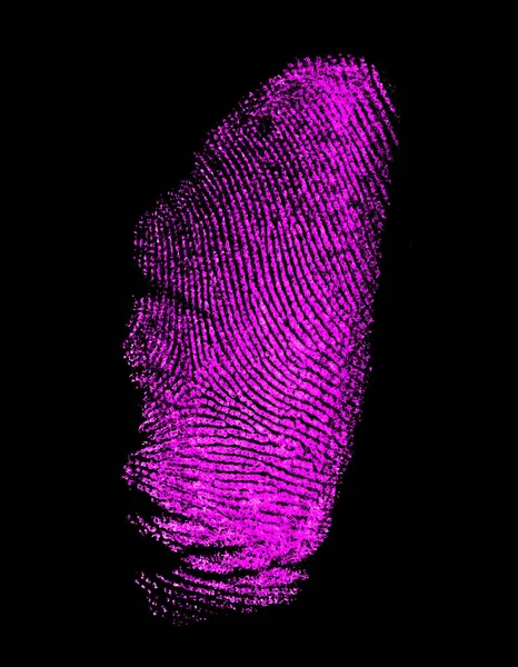 Фіолетовий відбиток пальця на чорному тлі — стокове фото