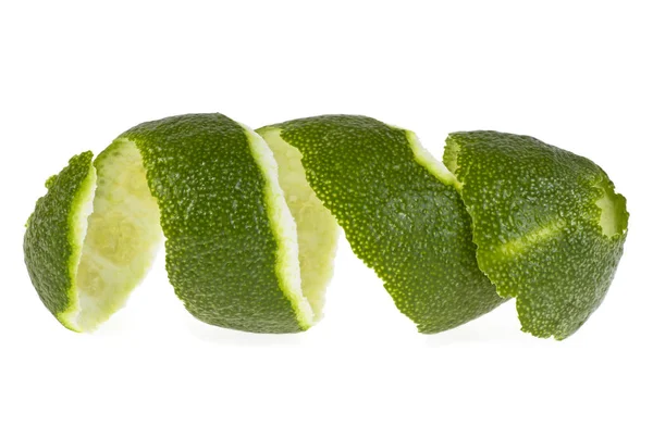 Beyaz bir arka plan üzerinde izole limon kabuğu — Stok fotoğraf