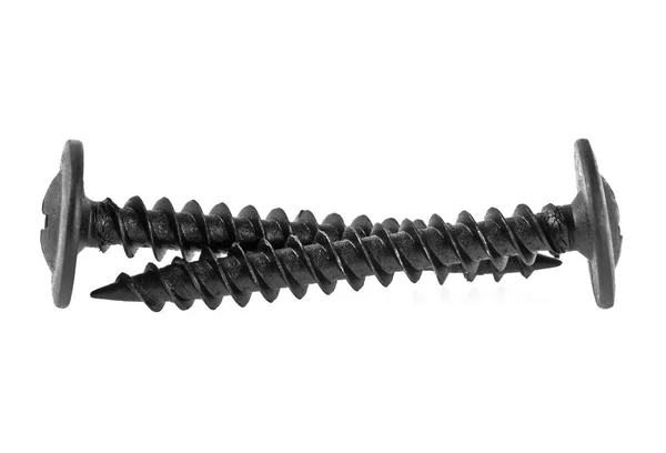 Two black screws on a white background — Stock Photo, Image