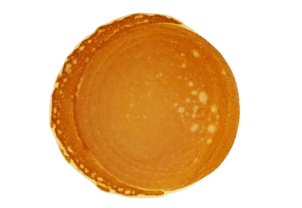 Un pancake semplice su uno sfondo bianco — Foto Stock