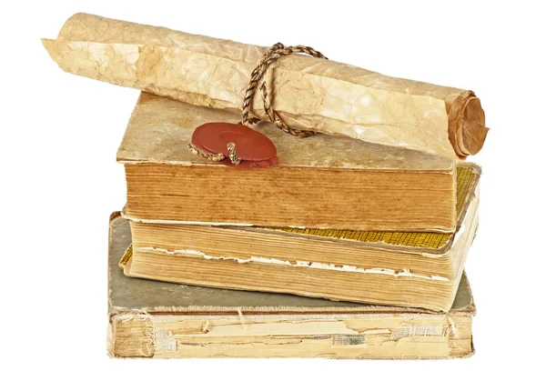 Παλαιών βιβλίων και χαρτιού εκλεκτής ποιότητας μετακινηθείτε απομονωθεί σε λευκό φόντο — Φωτογραφία Αρχείου