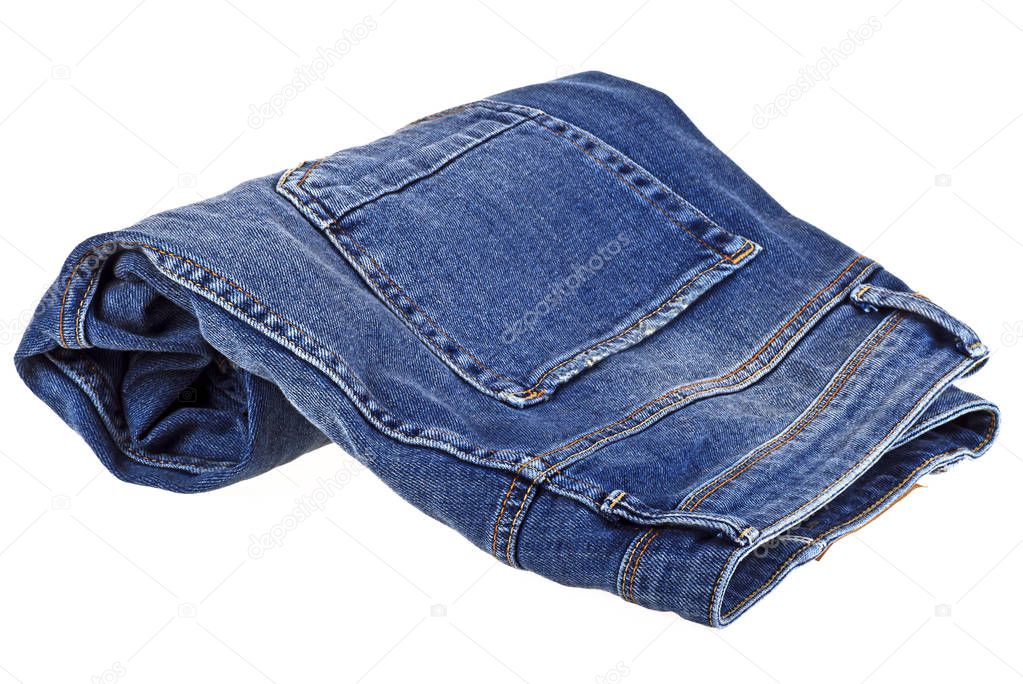 Jeans isolated on a white background, closeup