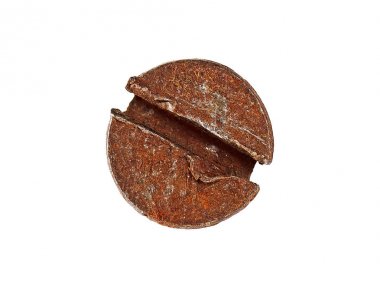 Paslı vida başı beyaz zemin üzerine, yakın çekim