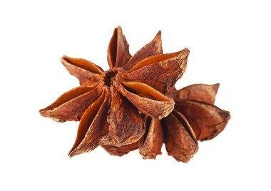 Beyaz bir arka planda, closeup iki bütün yıldız anason