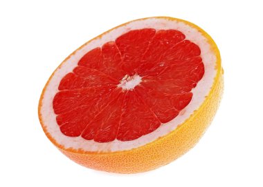 Beyaz arka plan üzerinde izole yarım greyfurt narenciye meyve