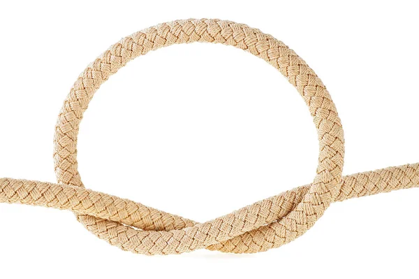 Brown rope in the shape of a loop on a white background — Stock Photo, Image