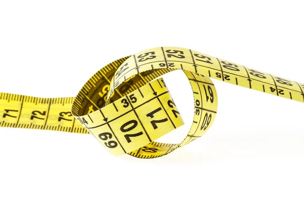 Measuring tape of the tailor, white background — Stock Photo, Image